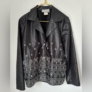 Vintage Saint Germain Paris Black Metallic Embroidered Light Jacket Medium FLAW